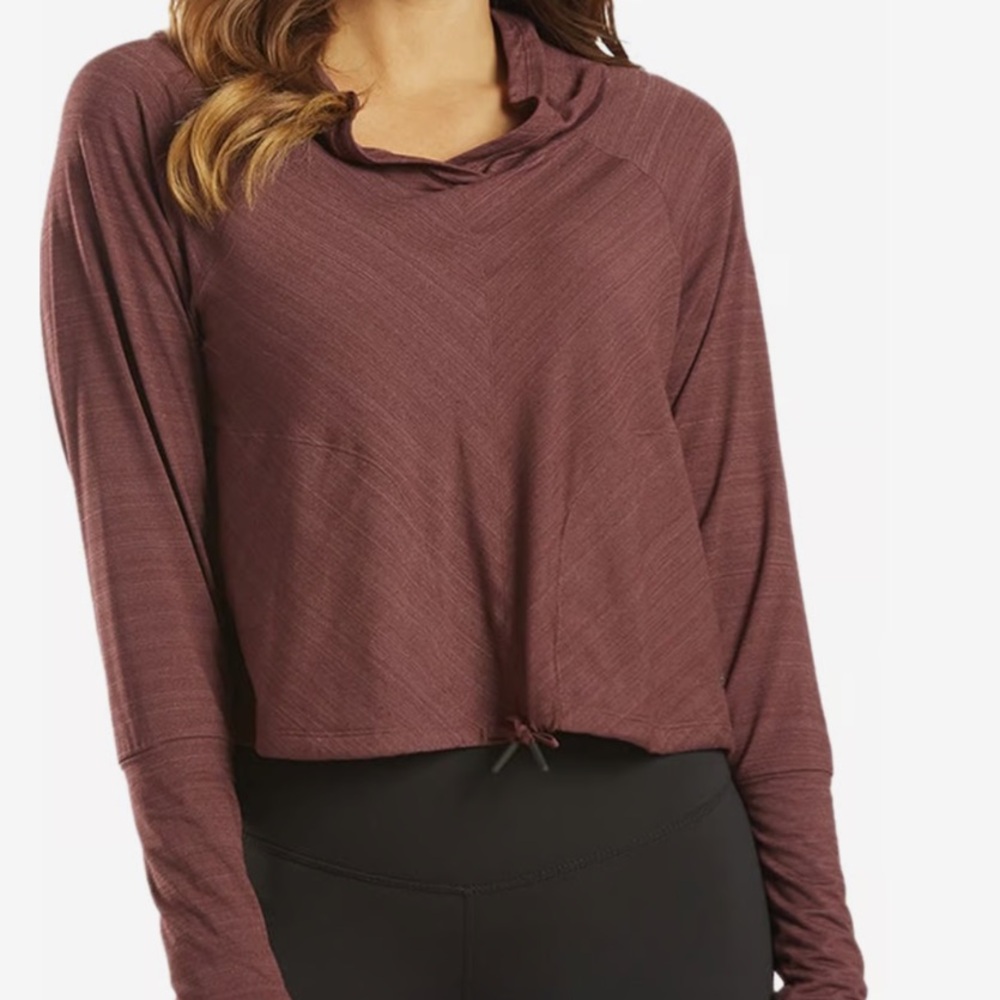 PrAna Enigma Burgundy Crop Hoodie, Size Large